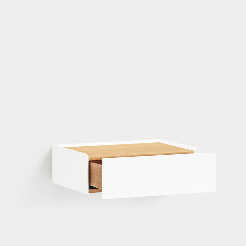 Arista - Table De Chevet Suspendue - Blanc & Chêne