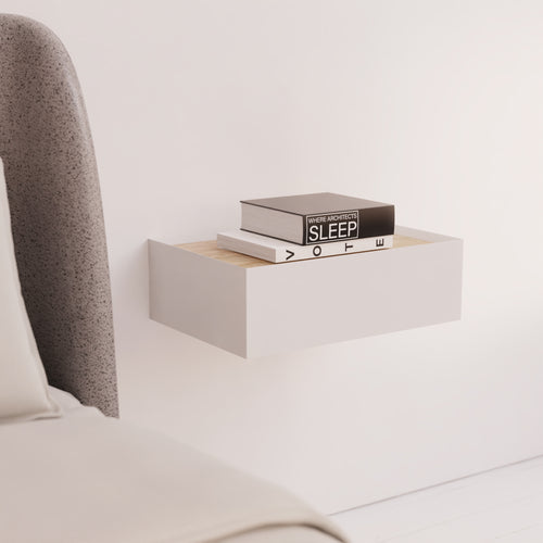 Arista - Table De Chevet Suspendue - Blanc & Chêne