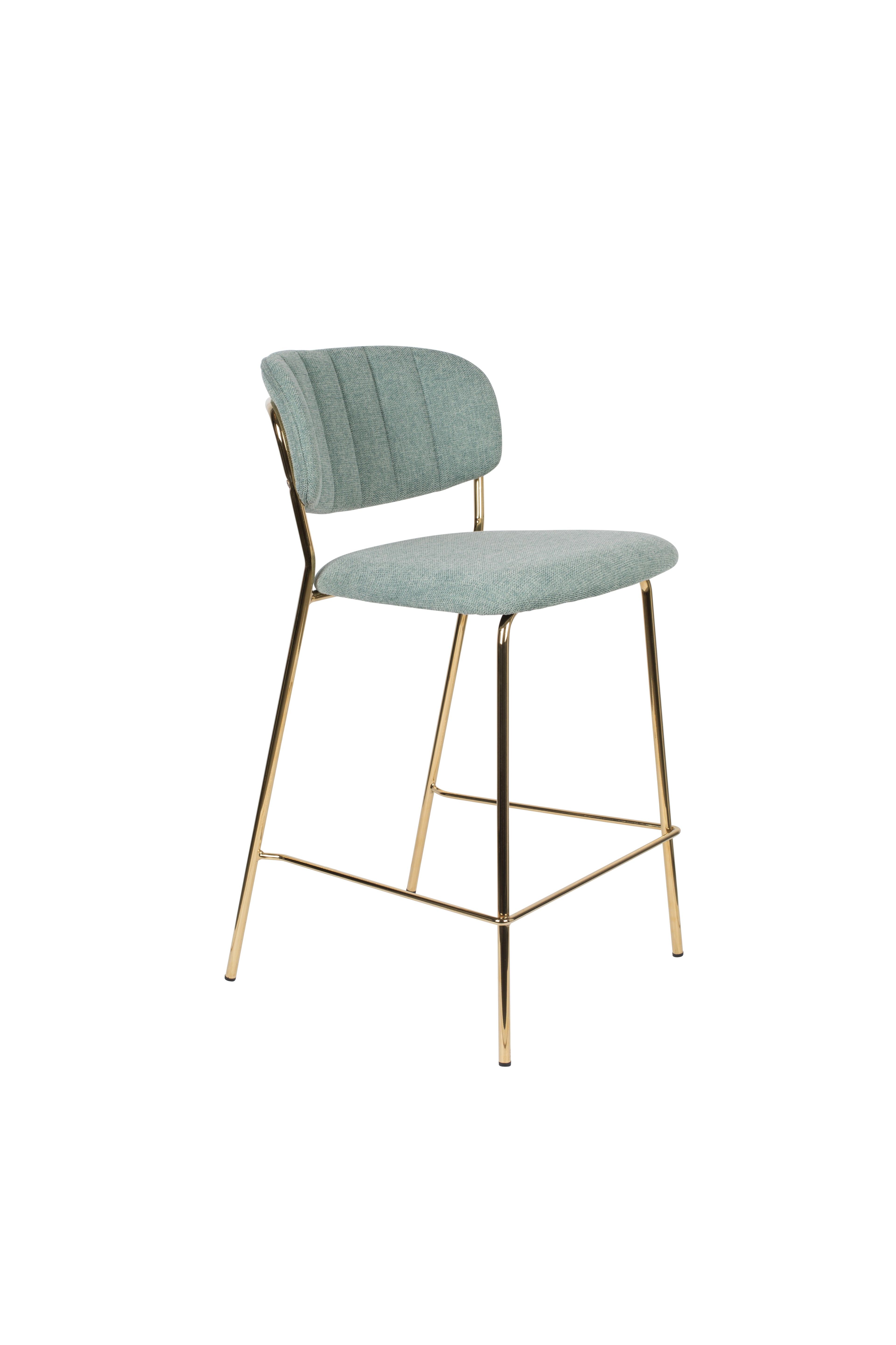Jolien - Bar & Counter Stool - Fabric - Gold/Light Green