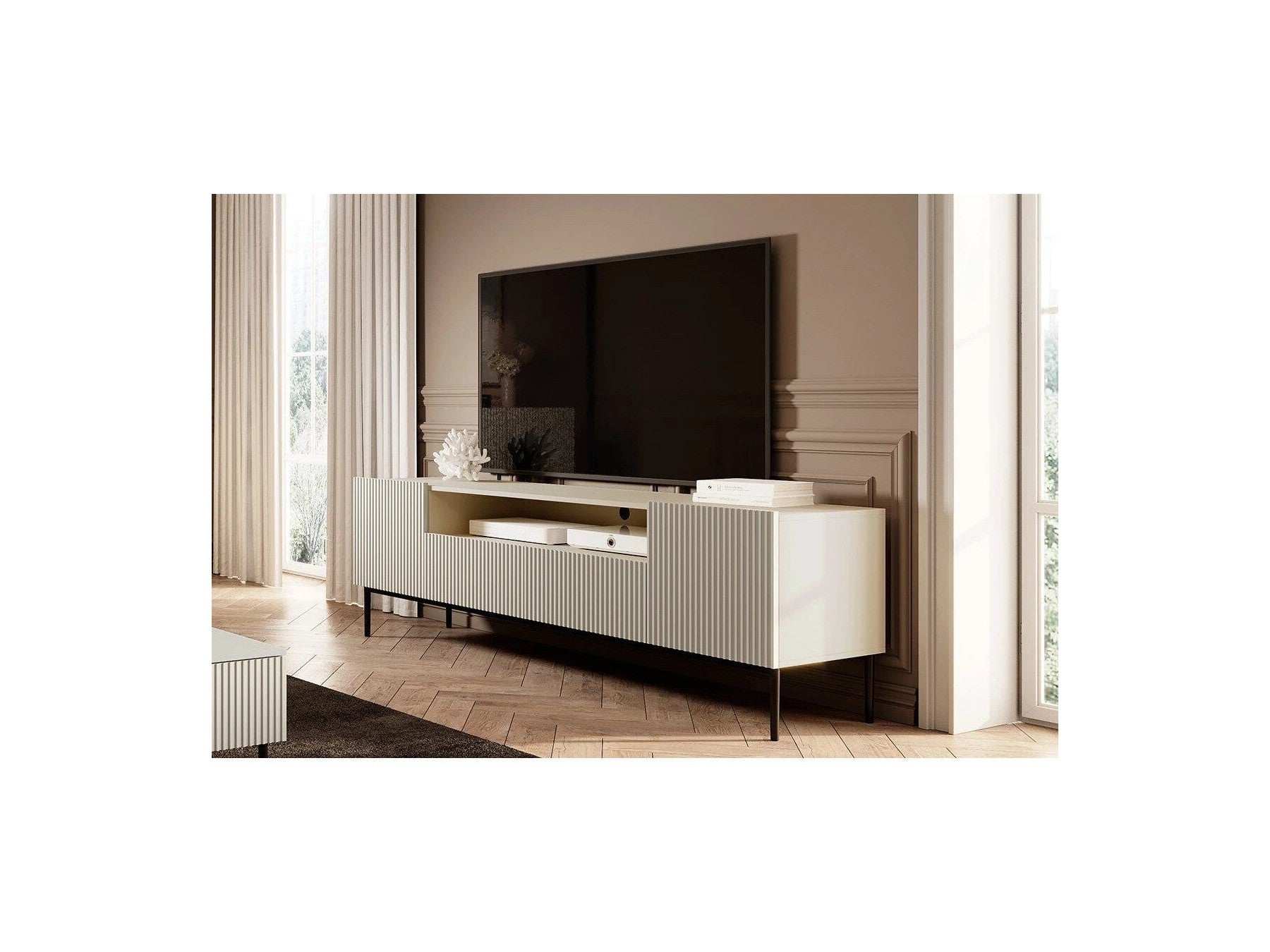 Kasha - Meuble Tv Avec Niche - Pieds Noirs