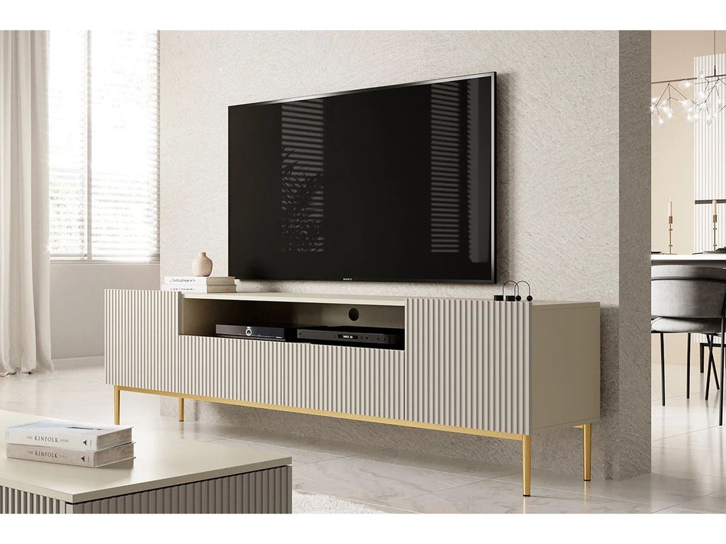 Kasha - TV Unit with Open Compartment - Gold Legs