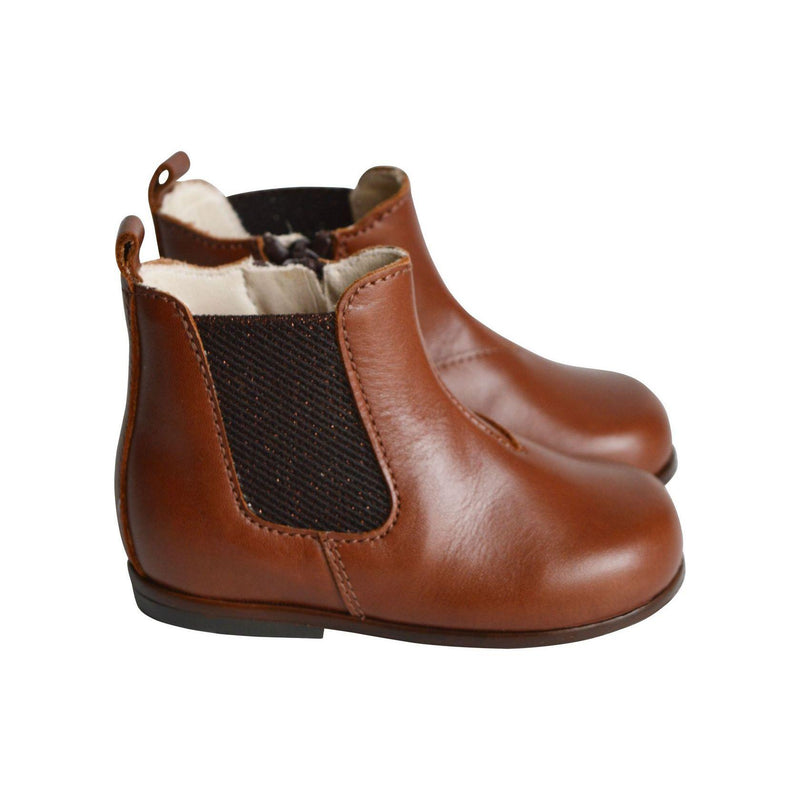 Boots Bottines Souples Élastique - Cuir Cognac - Fille