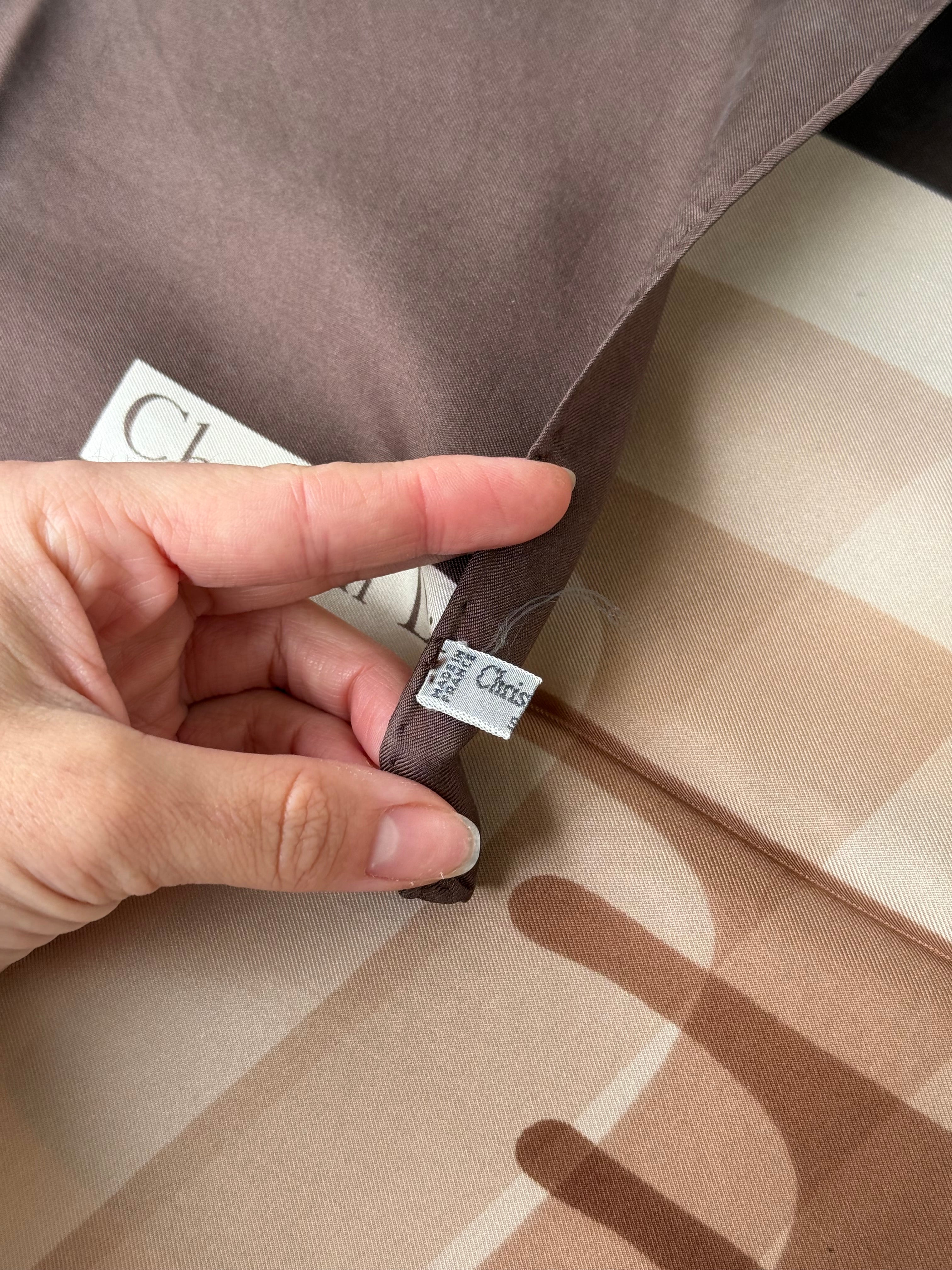 Bufanda Christian Dior – Estampado gráfico D Castaño Beige