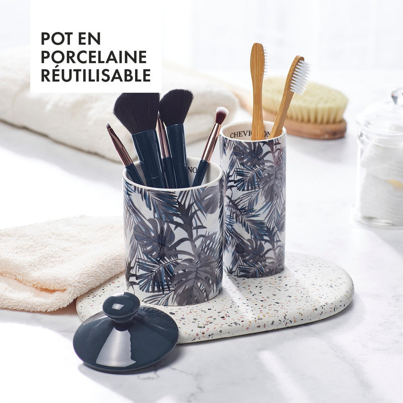 Bougie Parfumée En Pot De Porcelaine Jungle - Bleu - Figuier