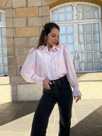 Blusa marrón rosa suave