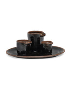 Out Of Lines - Lot De 2 Mugs Sans Anse - Grès - Noir Brun