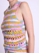 Debardeur Col Rd Crochet - Blue-Indigo