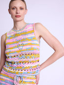 Debardeur Col Rd Crochet - Blue-Indigo