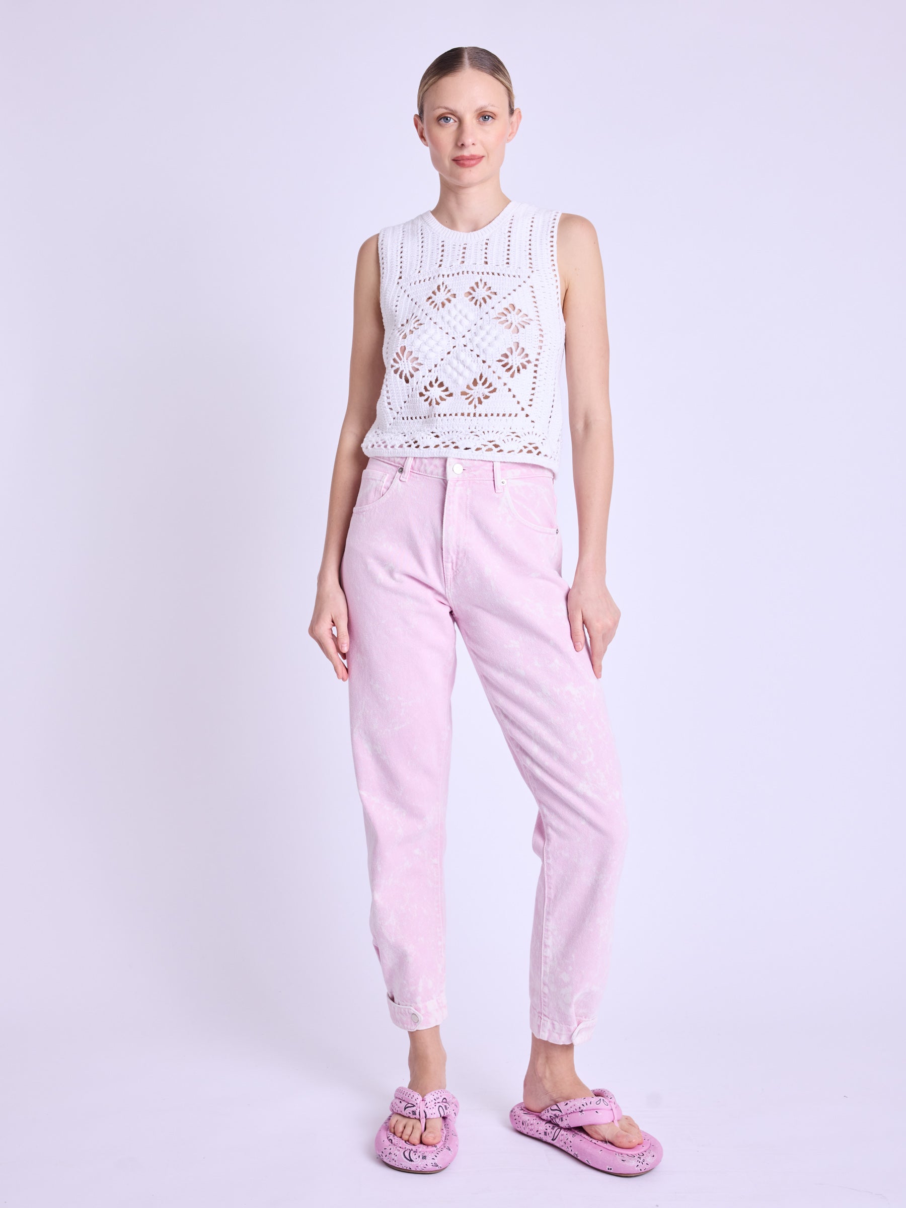 Debardeur Col Rd Crochet - Off-White