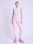 Top sin mangas de crochet con cuello redondo - Blanco roto