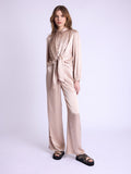 Berenice - Long Tie-Neck Shirt Plain - Camel