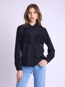 Shirt With Fringes - Black