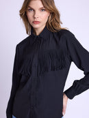 Shirt With Fringes - Black