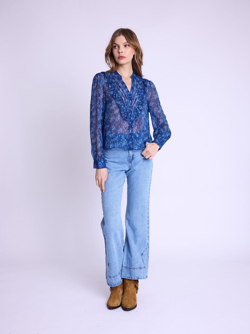 Chemise Avec Volant Sur Le Col - Holi-Print