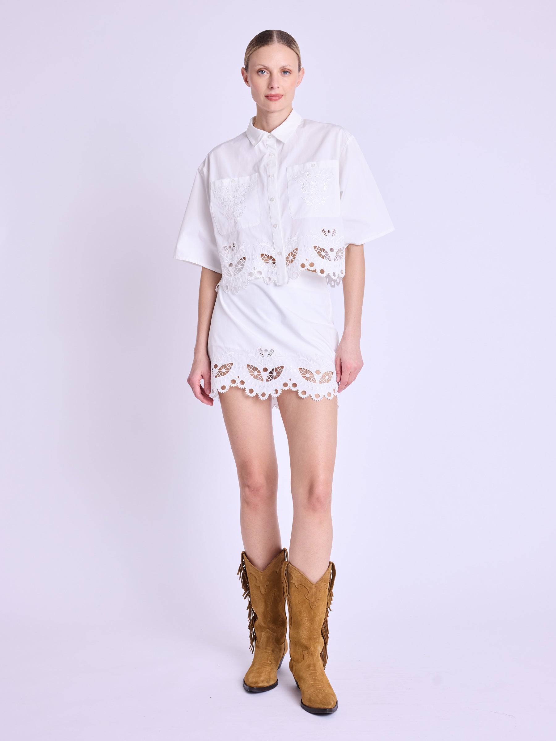 Berenice - Short Shirt 2 Front Pockets - White