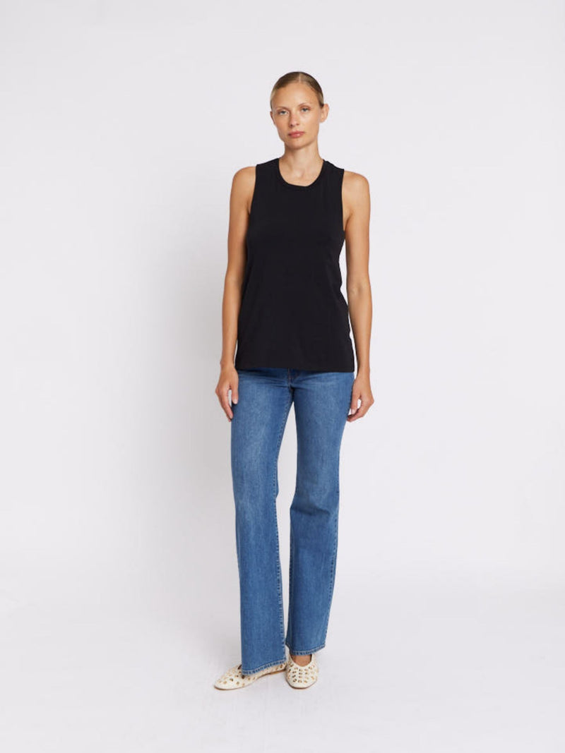 Braided Rd Collar Tank Top - Black
