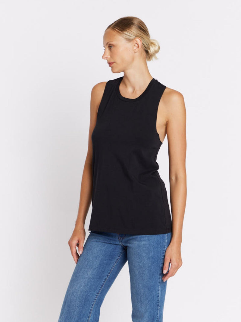 Braided Rd Collar Tank Top - Black