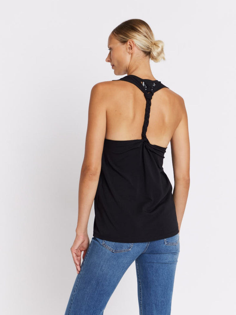 Braided Rd Collar Tank Top - Black