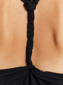 Braided Rd Collar Tank Top - Black