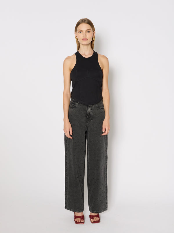 Rd Corset Collar Tank Top - Black