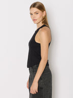 Berenice - Round Neck Corset Tank Top - Black