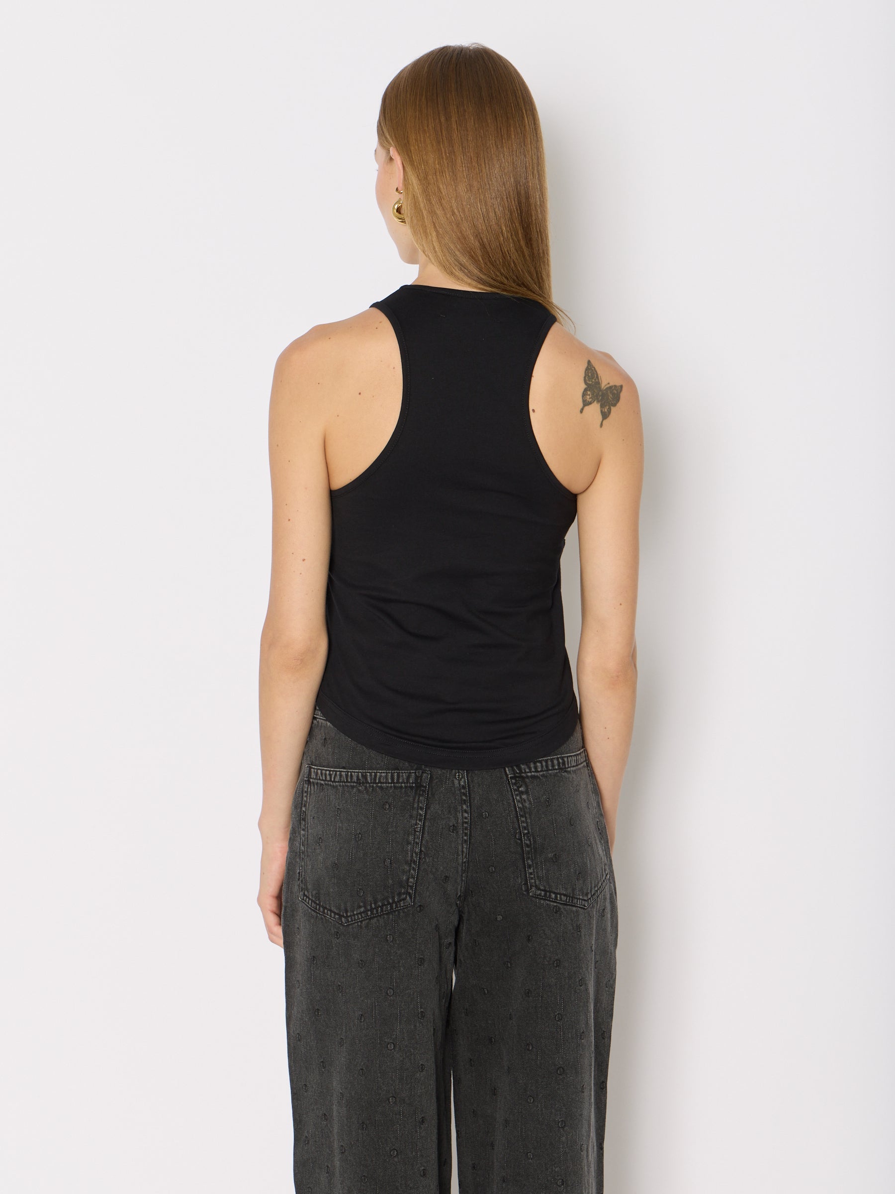 Berenice - Round Neck Corset Tank Top - Black