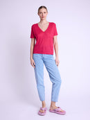 Mc V-neck Tshirt - Fuchsia