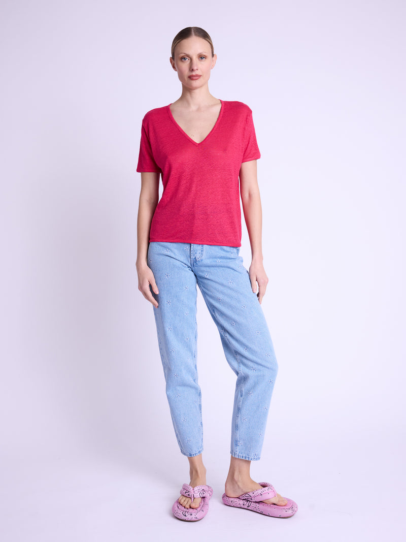 Mc V-neck Tshirt - Fuchsia