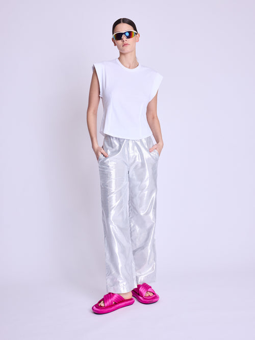 Tshirt Col Rond Corset - White