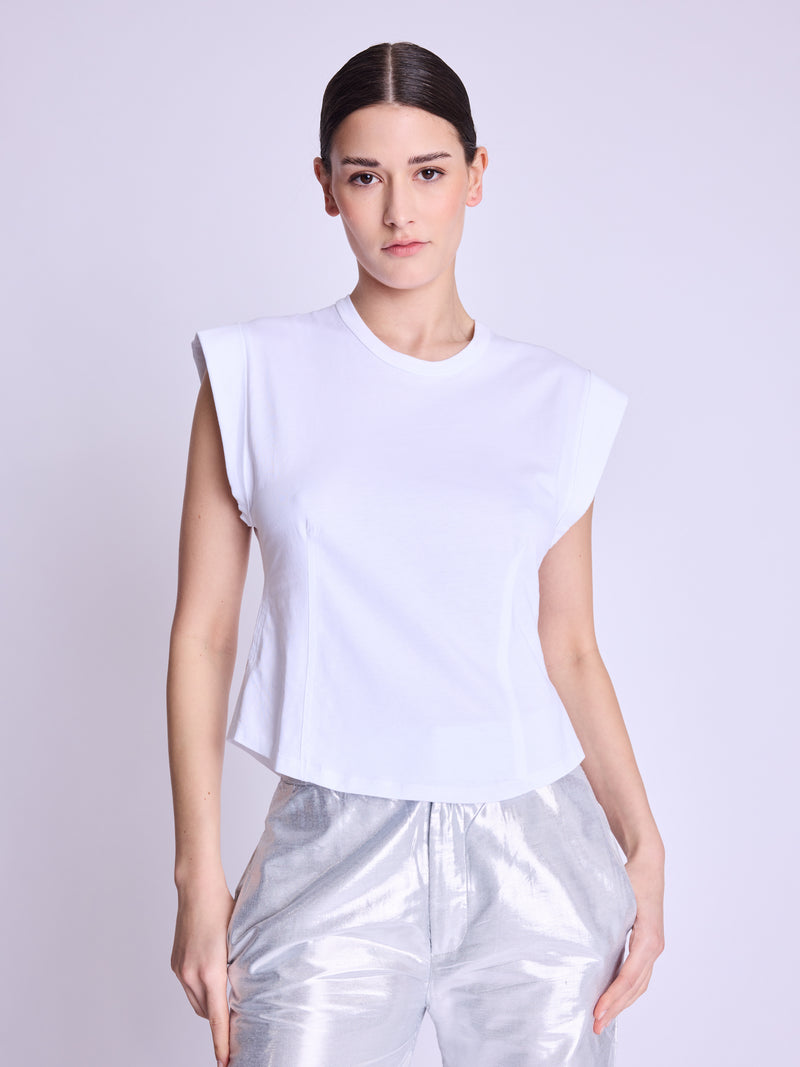Corset Round Neck Tshirt - White