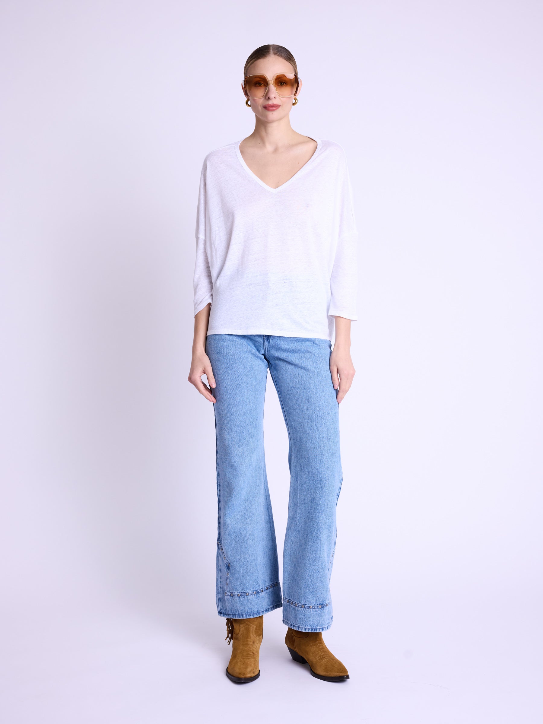 Berenice - Camiseta Mangas 3/4 Cuello V - White