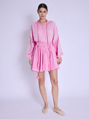 Short Skirt with Braided Belt - Sweet-Pink