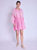Jupe Courte Ceinture Tressee - Sweet-Pink
