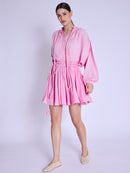 Short Skirt with Braided Belt - Sweet-Pink
