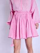 Short Skirt with Braided Belt - Sweet-Pink