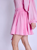 Short Skirt with Braided Belt - Sweet-Pink