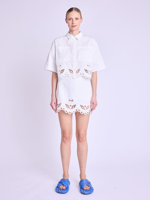 Jupe Courte Bas Brode - White