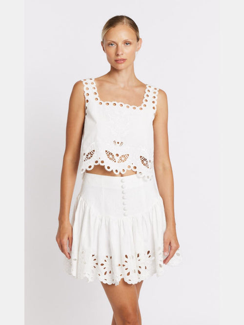 Jupe Courte Bas Brode - White