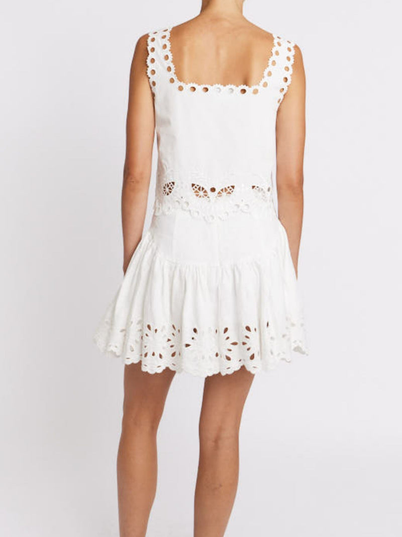 Brode Bottom Short Skirt - White