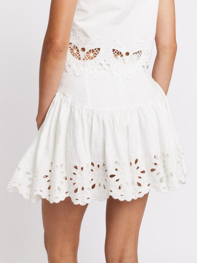 Brode Bottom Short Skirt - White