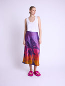 Long Skirt A Godet - Sunset-Print
