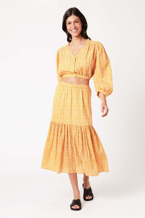 Jupe Longue Imp Fente Dvt - Sunshine