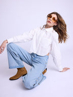 Berenice - Pantalón Flare Grandes Tachuelas Cote - Denim-Blue
