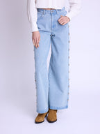 Berenice - Pantalón Flare Grandes Tachuelas Cote - Denim-Blue
