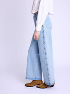 Berenice - Pantalón Flare Grandes Tachuelas Cote - Denim-Blue
