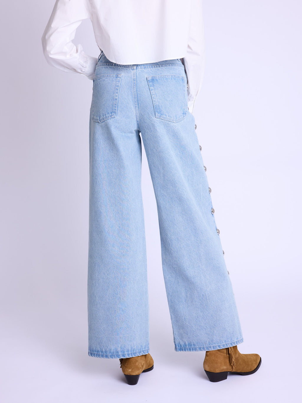 Berenice - Pantalón Flare Grandes Tachuelas Cote - Denim-Blue