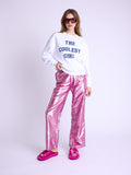 Pantalón Recto Rosa Metalizado - Rosa-Metal