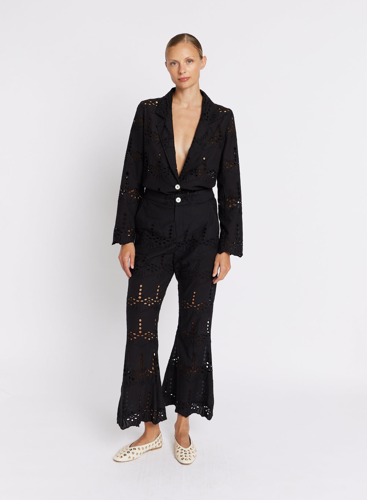 Pantalon Broderie Anglaise - Black