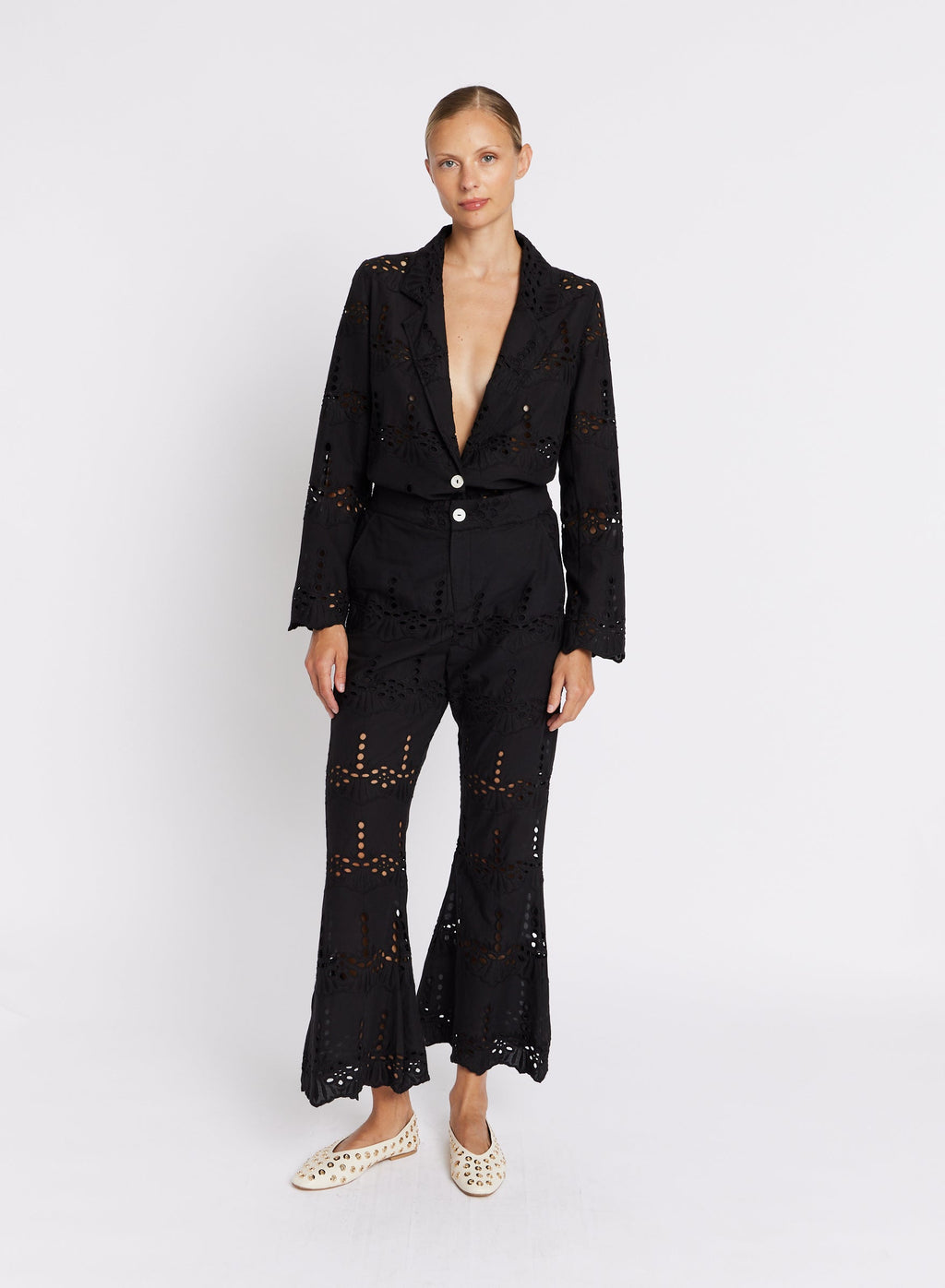 Berenice - Broderie Anglaise Trousers - Black