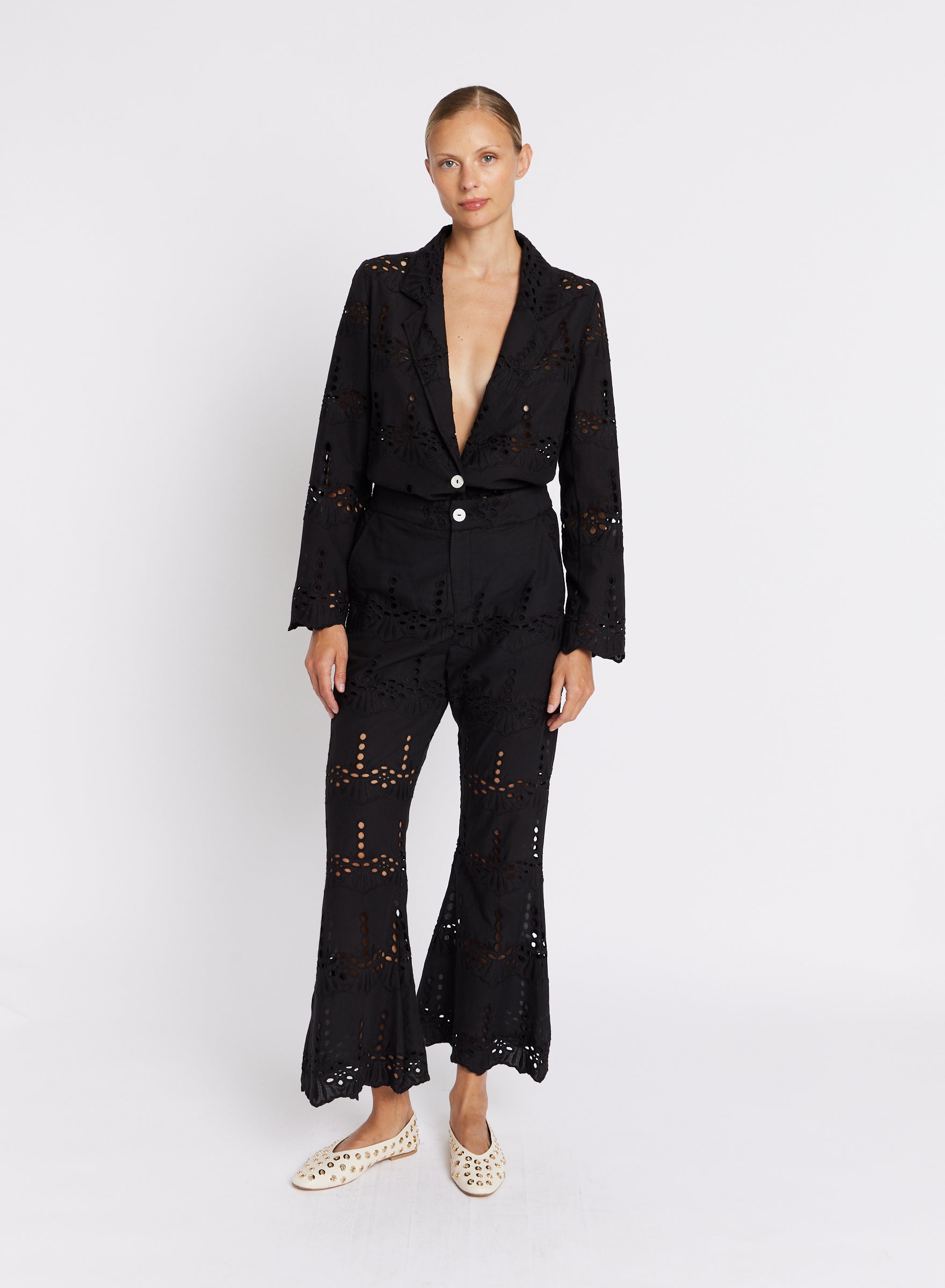 Berenice - Broderie Anglaise Trousers - Black